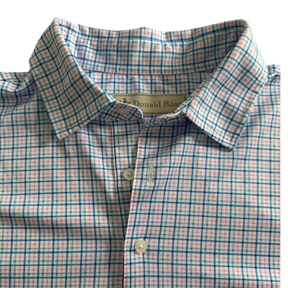 Donald Ross Golf Polo Shirt Men’s L Blue Plaid Performance Stretch - Picture 1 of 9